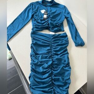 Blue two piece fashion nova top/skirt set